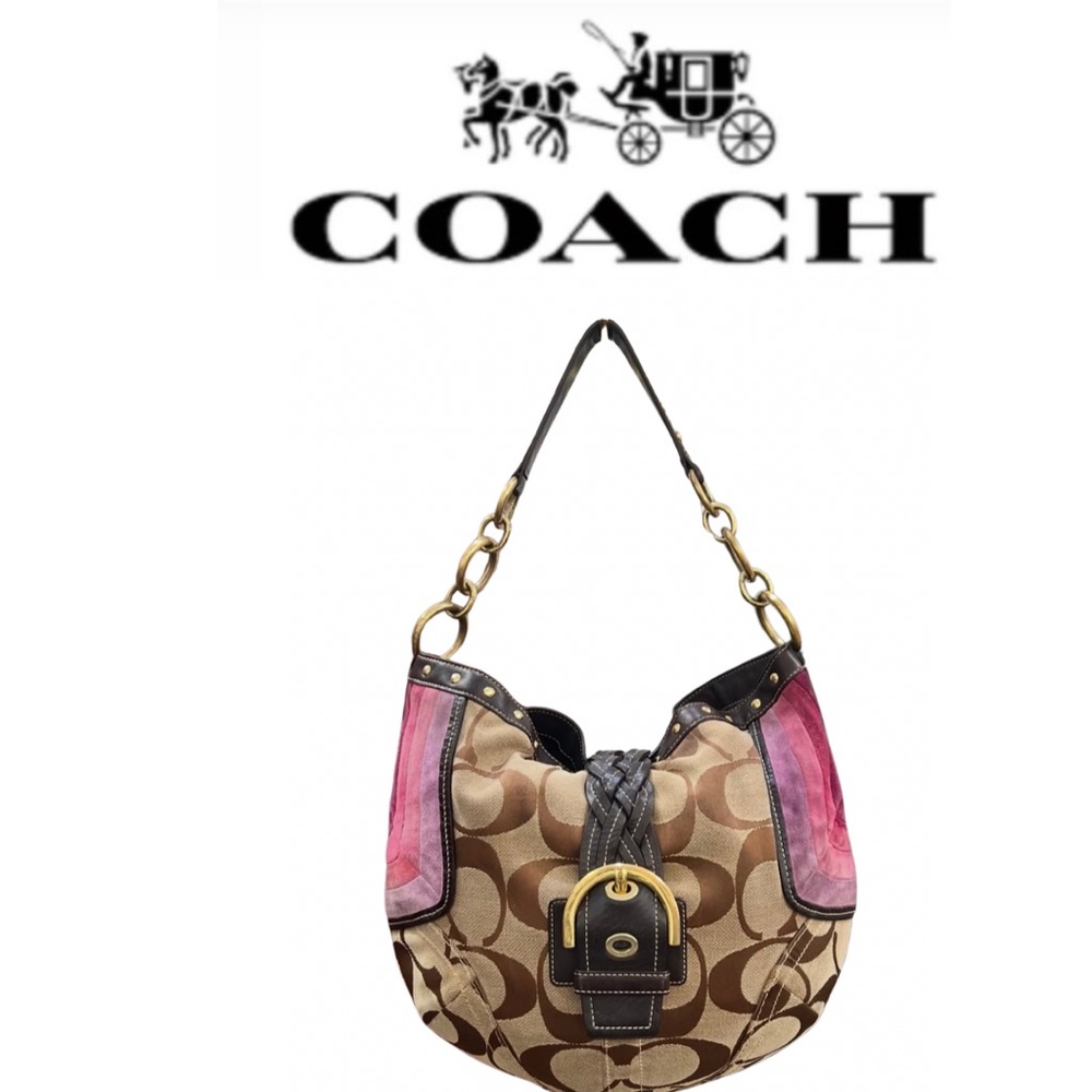 Coach EUC Vintage Jacquard Suede & Leather Hobo Bag